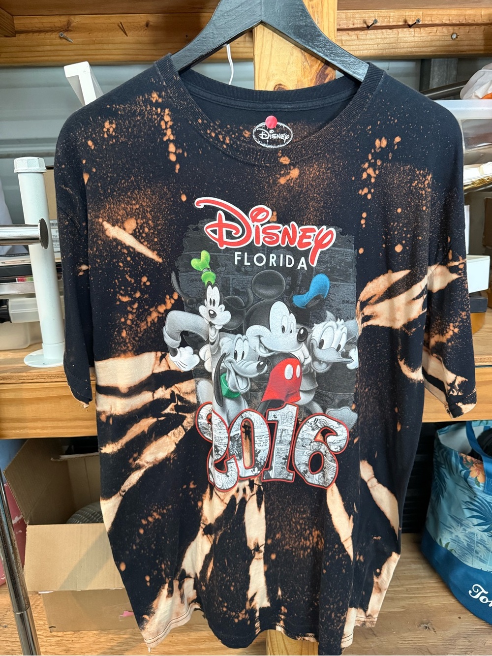 Disney Black and Orange 2016 Tie-Dye Graphic Tee